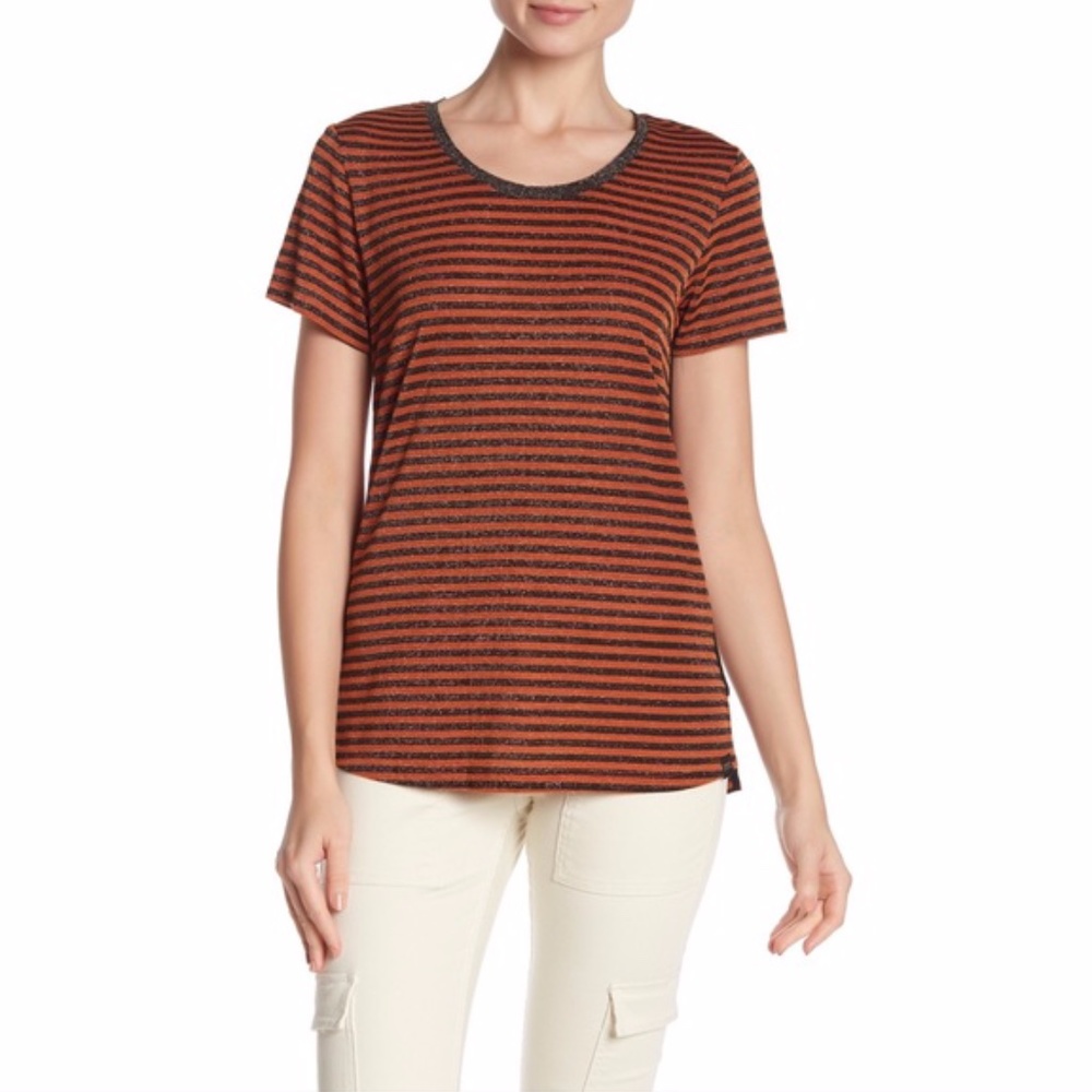 🤑📦 SCOTCH & SODA Metallic Stripe Short Sleeve Top